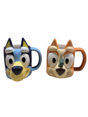 Zak Designs 15oz Bluey and Bingo Sculpted Mug Set. LOT OF 2. Brand New.